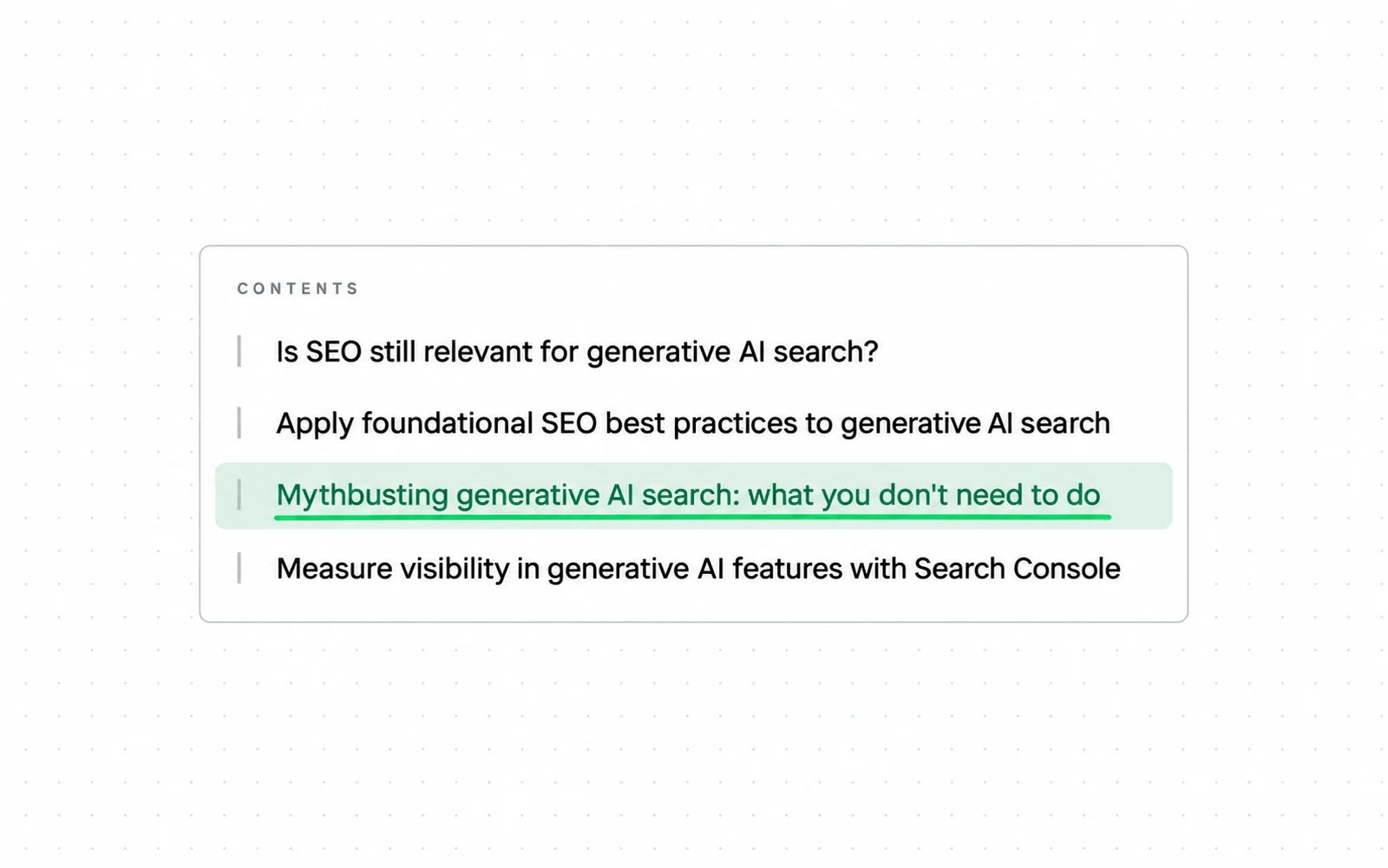 Drawing: Google's own guide to generative AI search contains a section on what you don't need to do.